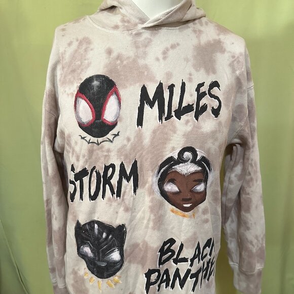 Miles Morales Black Panther Storm Marvel Tye Dye Brown Hoodie Sweater XL Marvel - Picture 1 of 4